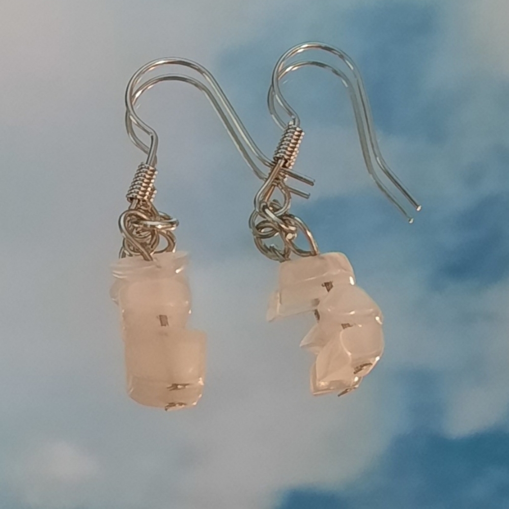 White/gray gem like earrings